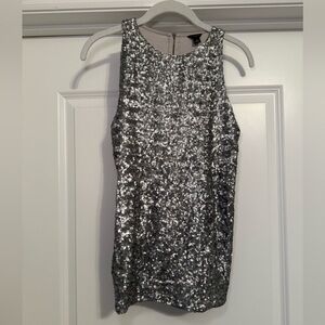 Ann Taylor Sequin Silver Tanktop Women’s Size M